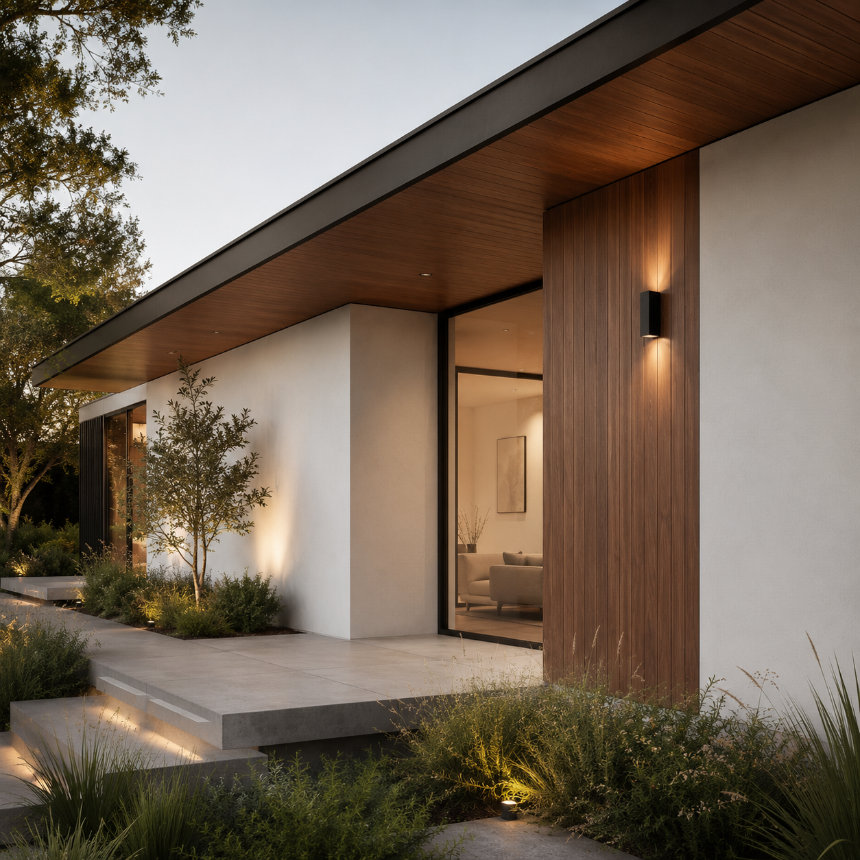 Modern home exterior clad in Axis thermally modified timber